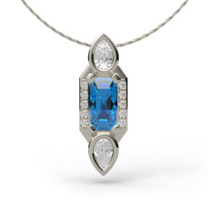 Minerva Fehérarany Gyémánt Medál Kék Gyémánttal
