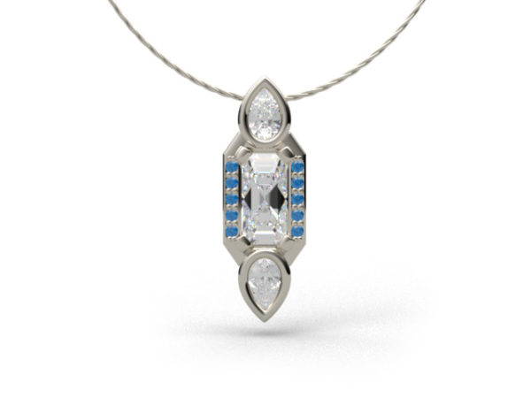 Minerva Fehérarany Kék Gyémánt Medál