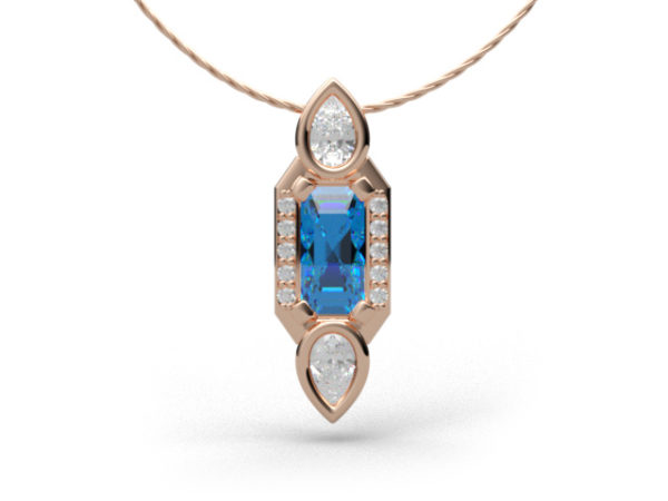 Minerva Rozé Arany Kék Gyémánt Medál