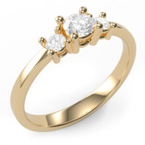 Belle Blonde arany gyűrű 14 karátos sárga aranyból, briliáns csiszolású természetes gyémántokkal.