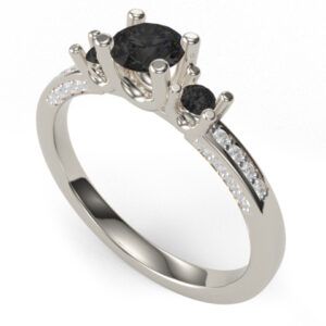 Phoenix gyémánt gyűrű 14 karátos fehéraranyból, briliáns csiszolású fekete és fehér gyémántokkal.