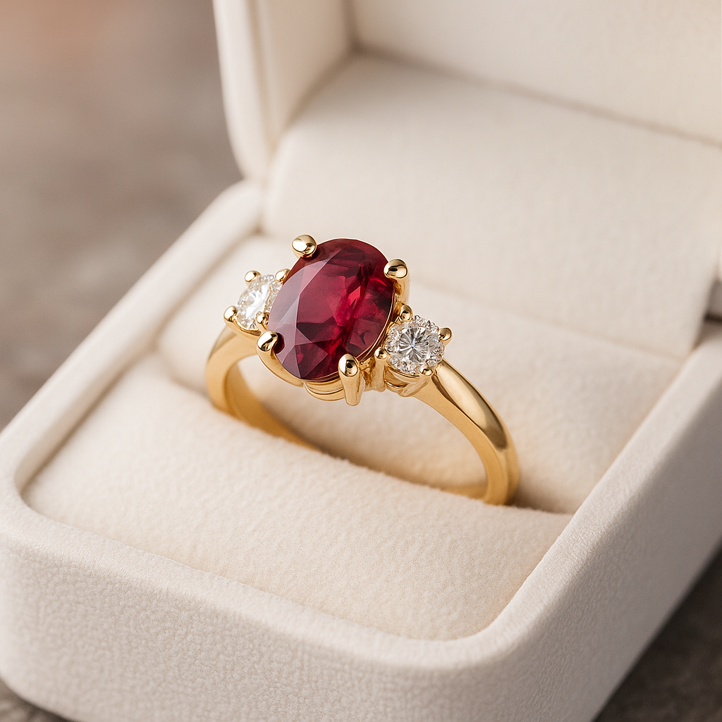 Rouge sárga arany drágaköves gyűrű