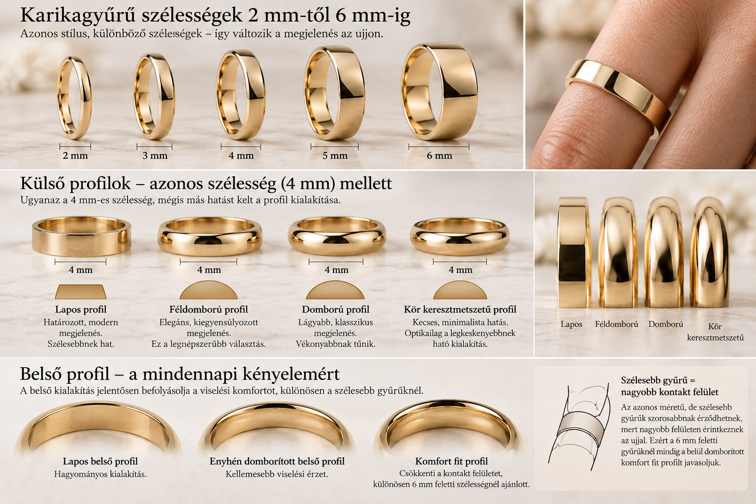 Milyen széles és vastag legyen a karikagyűrű?